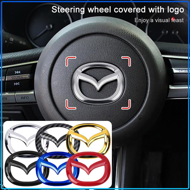 For Mazda 6 3 CX5 5 2 323 CX7 Demio Atenza Axela MX30 CX30 CX3 CX9 RX8 RX7 ABS Car Steering Wheel Center Emblem Sticker Accessories