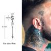 Triangle Cone Spike Long Chain Earring Stainless Steel Double Connected Chains Huggie Hoops Earring Mens Jewelry