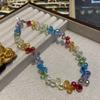 Color Transparent Horizontal Hole Water Drop Crystal Beaded Necklace Light Luxury Jewelry Cute Sweet Girl Colored Beaded Neck Chain