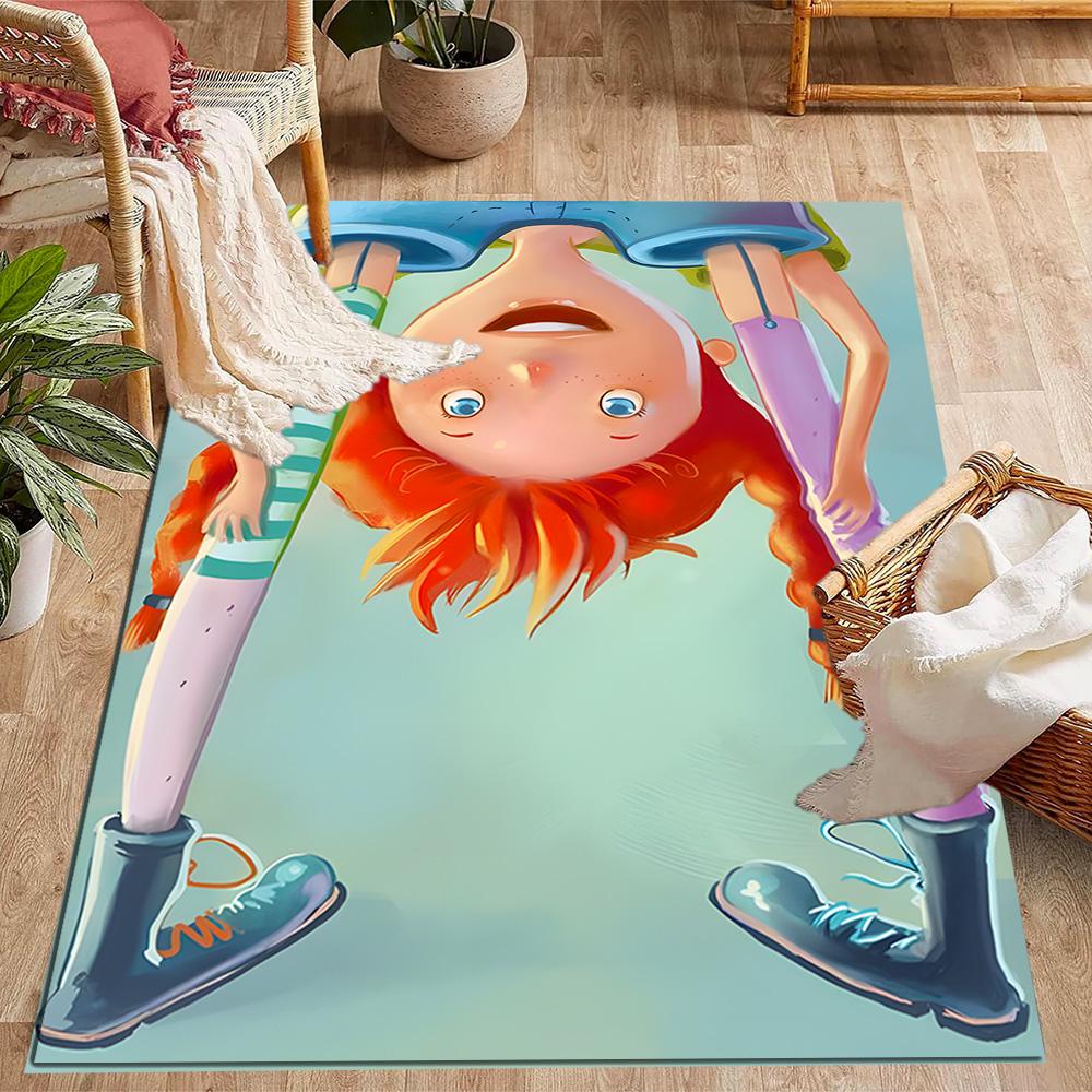 Tappeti Antiscivolo a Tema Avventure di Pippi Calzelunghe - Arredamento per la Casa in Poliestere, Adatti per Camere da Letto, Soggiorni, Ingressi, Studi e Decorazioni