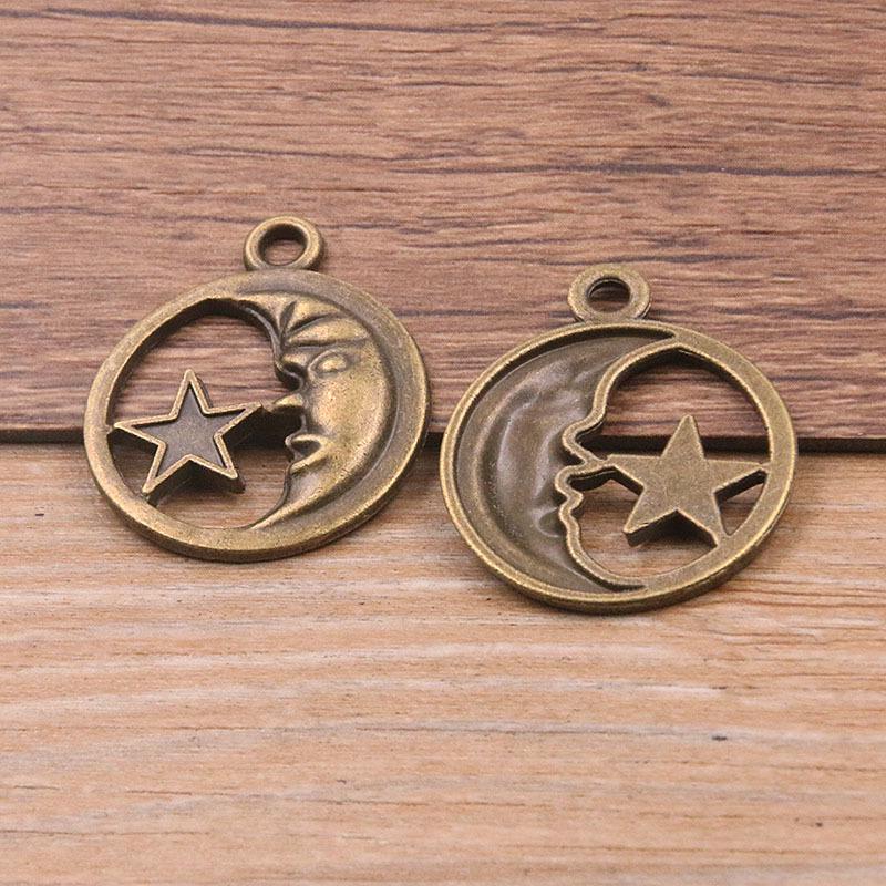 25x29mm Dual-Color Moon, Star & Sun Pendants – Natural Handmade Jewelry Accessories