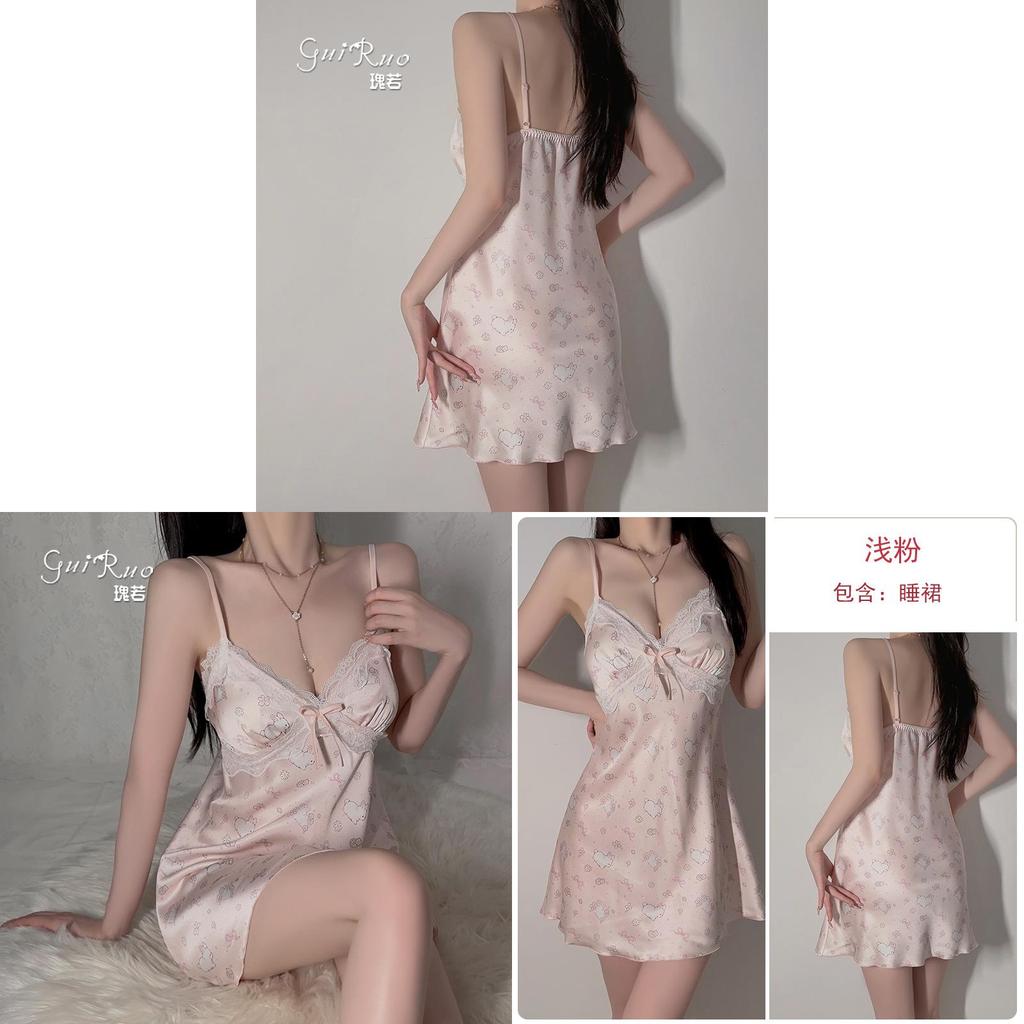 Sweet Cotton Sleepwear With V Neck And Deep V Plus Padding For Home Comfort