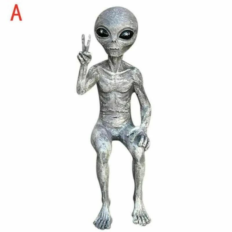 Outer Space Alien Ornaments Garden Resin Statue Figurine Home Decoration Gift