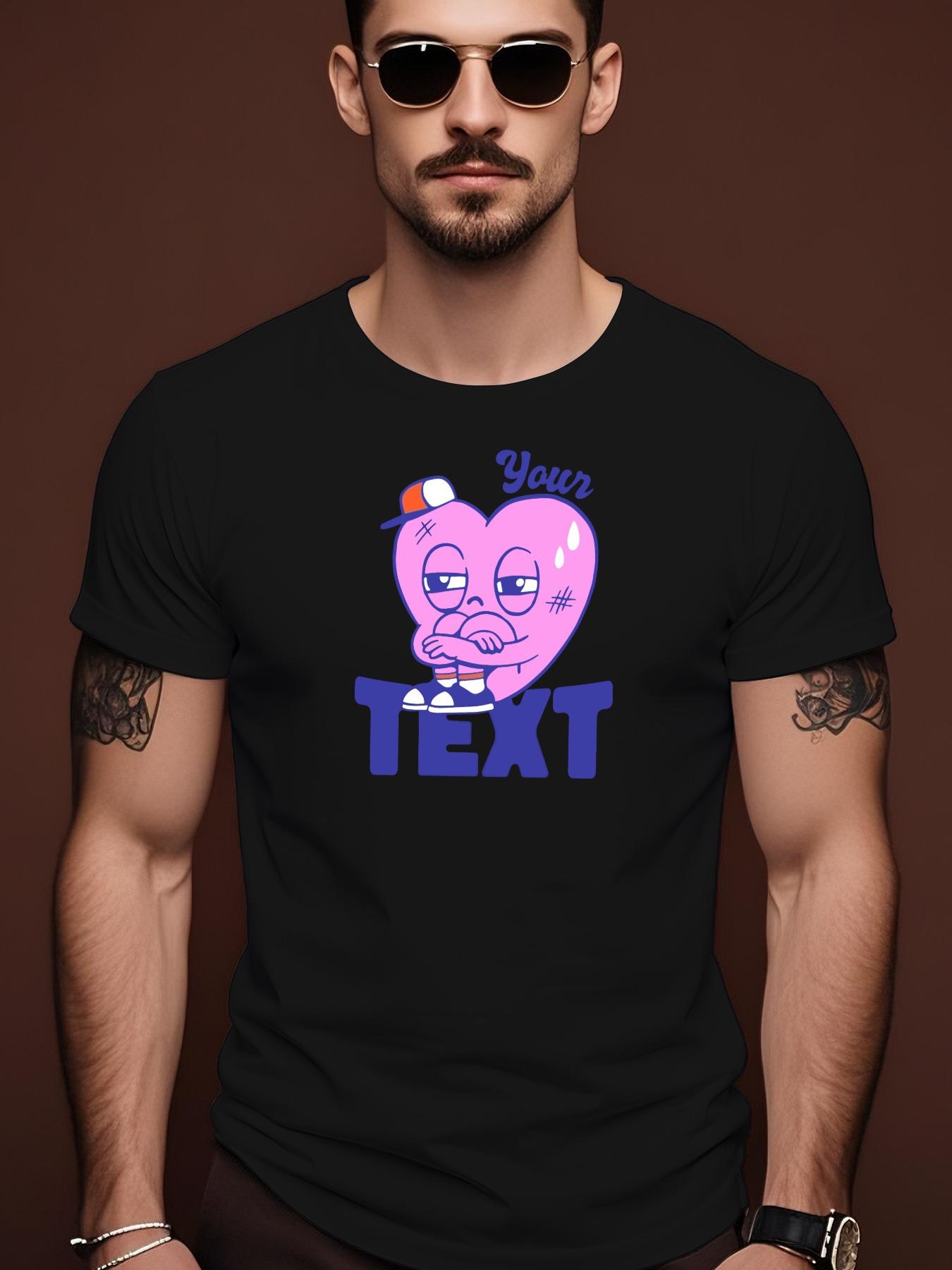 Summer Tshirt with Unique Your TEXT Heart Design - Ligh... S