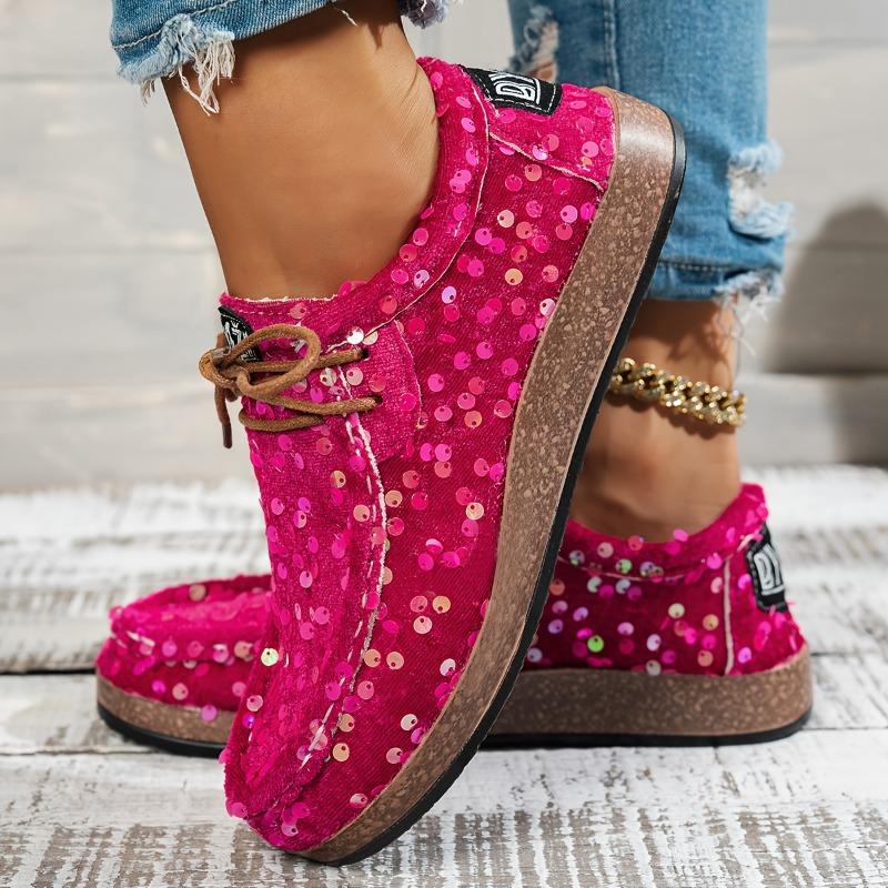 Casual Sneakers - Lightweight, Breathable Fabric Upper with Synthetic Faux Leather Sole, Stability Support, All-Season Comfort, Vibrant Pink