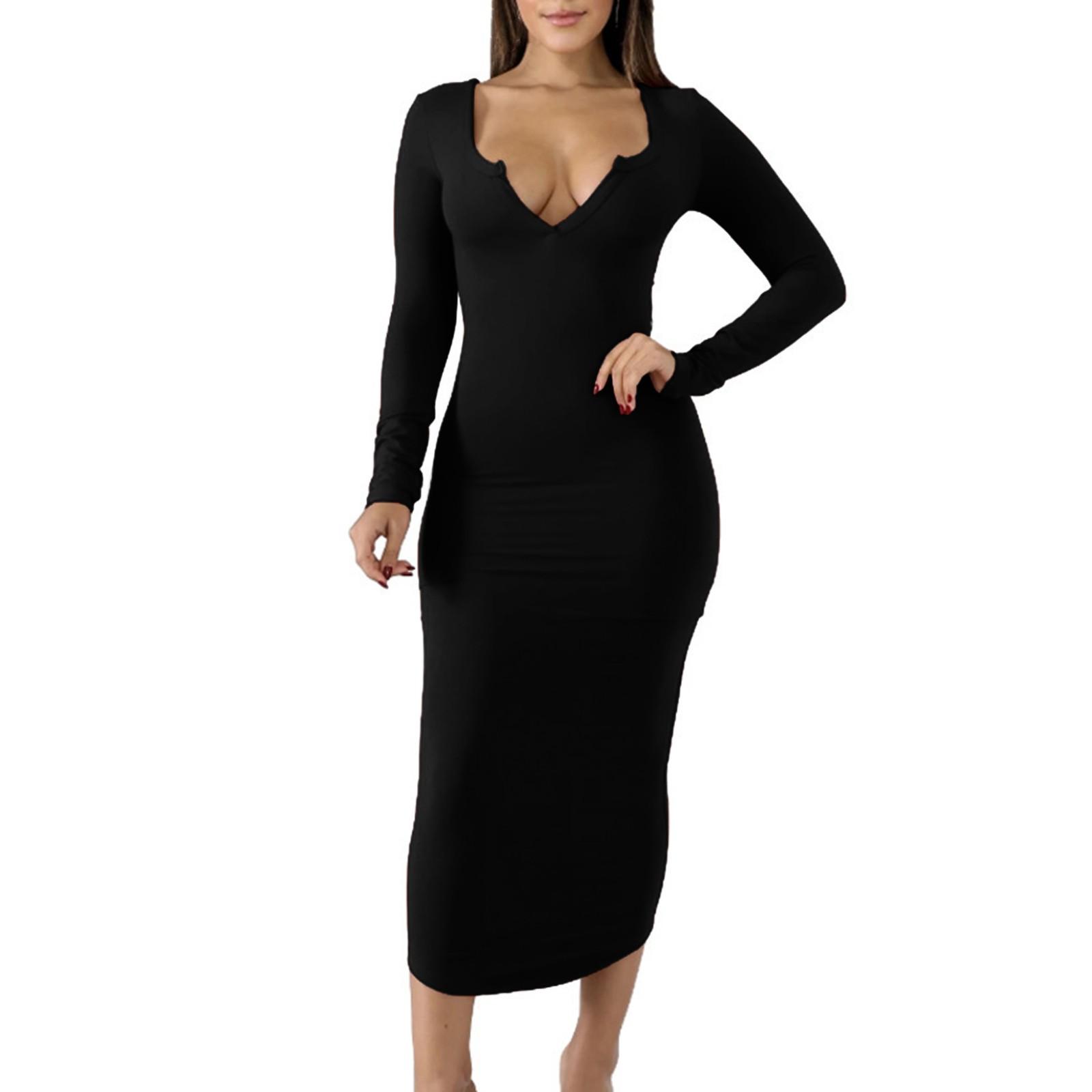 Women Long Sleeve Fall Dresses Floral Print/ Elegant Maxi Black Dress L чёрный