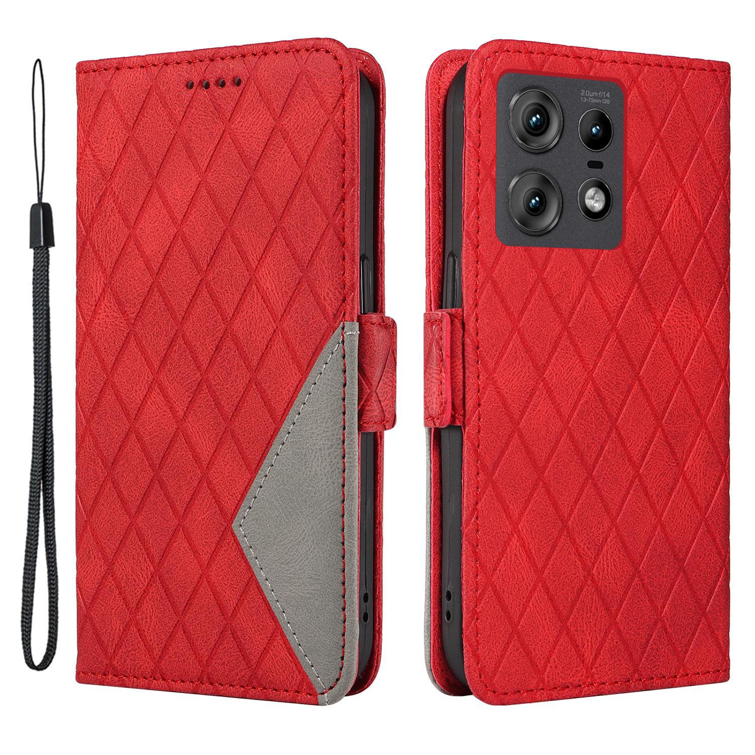 

Чехол для Motorola Edge 50 Pro 5G из ромбовидной кожи с эффектом сращивания C