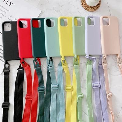 Kvapalný silikónový obal pre iPhone 14 13 12 11 Pro Xs Max Xr X 7 8 Plus Široký krížový ramenný popruh Náhrdelník Zadný kryt telefónu