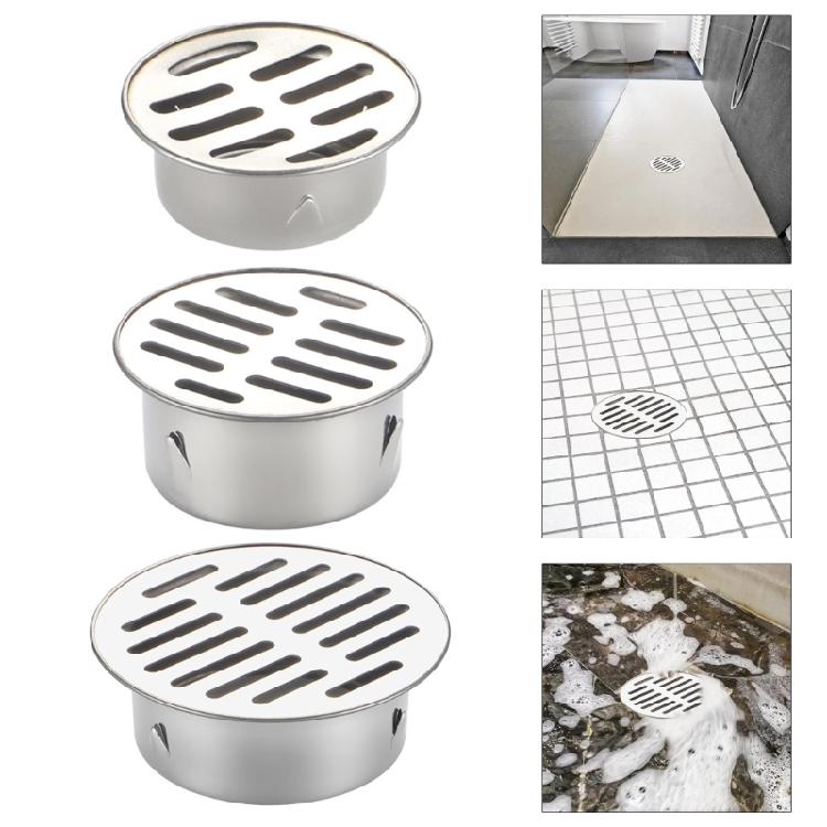 2pcs Modern Round Shower Floor Drain with Middle Drainages and Hair Trap Features Easy Maintenance and Easy Installion