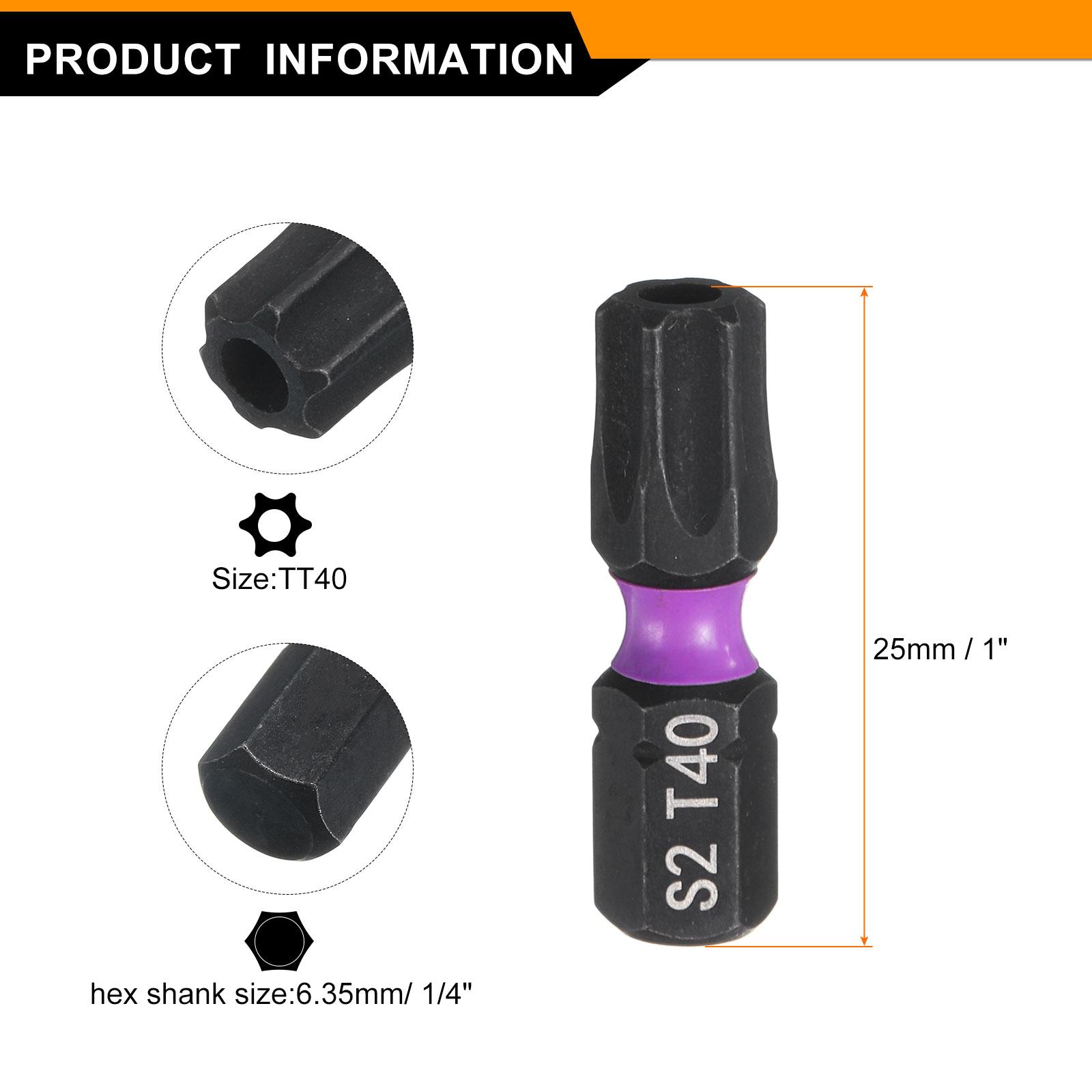 

2/4/8pcs Torx Screwdriver Bit 1/4 Hex Shank 25mm/1 TT7 - TT40 Magnetic Star 6 Point Head Hex Bits Screw Driver Bit w Hole 2pcs