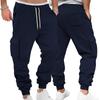 Herren Cargo Jogginghose mit vielen Taschen Elastischer Bund mit Kordelzug Schweißhose Einfarbig Lässige Sport Joggerhose für Herbst Winter Tägliche Streetwear