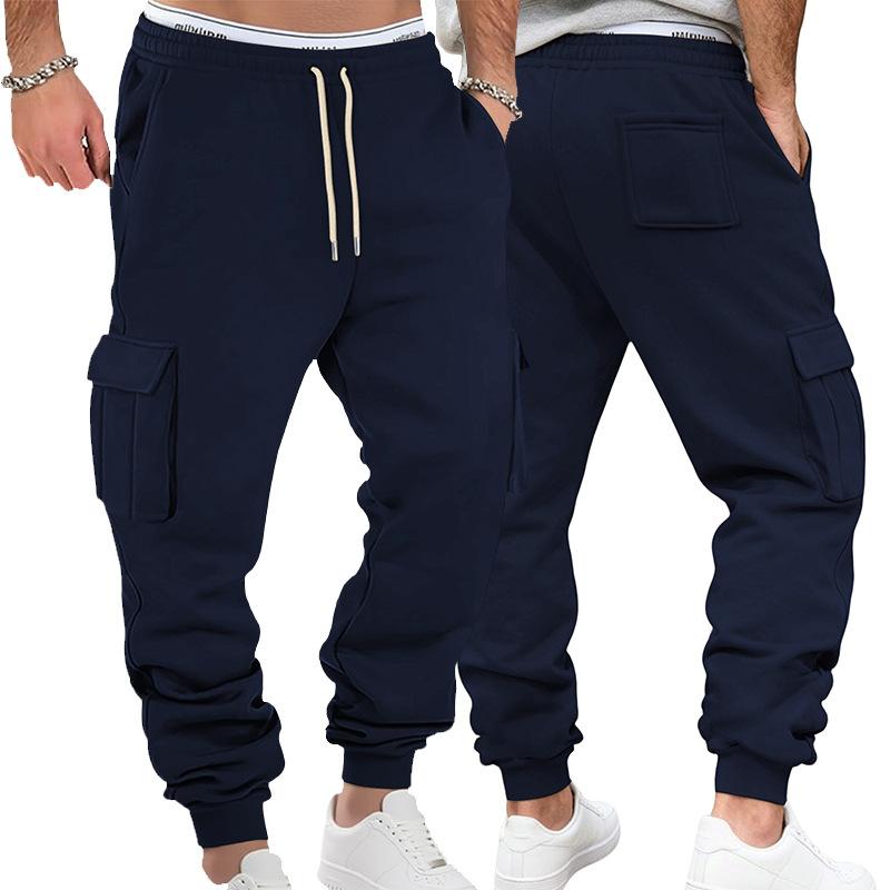 Herren Cargo Jogginghose mit vielen Taschen Elastischer Bund mit Kordelzug Schweißhose Einfarbig Lässige Sport Joggerhose für Herbst Winter Tägliche Streetwear