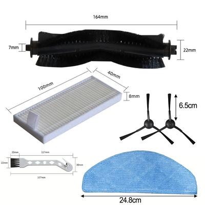 Replacement Main Brush, Side Brush, Filter And Mop Cloth Set For Laresar Clean Robot Vacuum Cleaner Mars01, Nylon Plastic