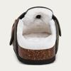 Fashion Crestar Women's Fuzzy Clogs Slippers Winter Warm Plush Cotton Slippers Fashion Cork Footbed Fur Clogs Slides Furry House Shoes