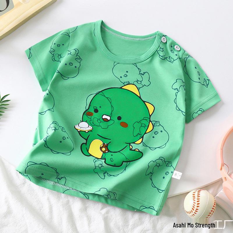 Kids' Cartoon Short Sleeve T-Shirt: Korean Style for Boys and Girls