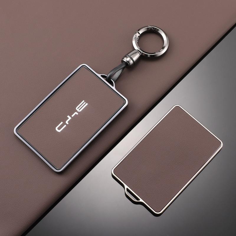 Car NFC Card Key Case Cover Full Shell Leather Keychain Pendant For BYD Tang DM Han EV Song PRO Qin PLUS DMI Key Bag Accessories