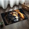 Cool Black Lion Patterned Non-Slip Floor Mat, Masculine Style Decorative Rug for Living Room, Bathroom, and Entryway