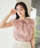 Washable Shiny Bowtie Frill Front and Pink [BIS] Women's Blouse, 2-Way Back, (63)