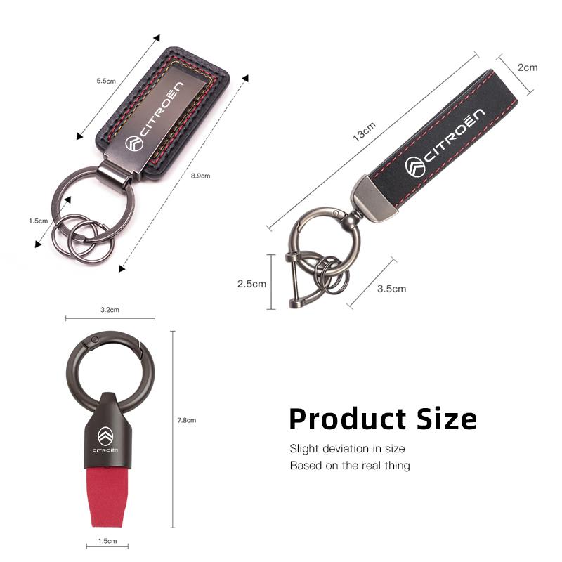 Leather Keychain Car Styling Emblem Metal Pendant For Citroen Xsara Grand Picasso Jumper Cactus Saxo Jumpy C8 C-Elysee CelyseeC6