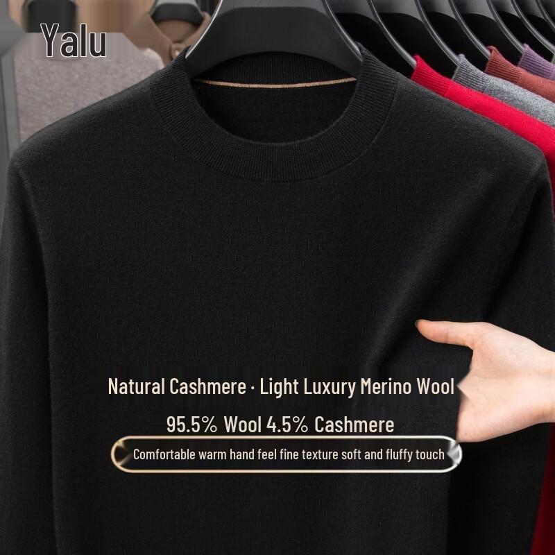 Yalu Men's Winter Cashmere Blend Crew Neck Sweater