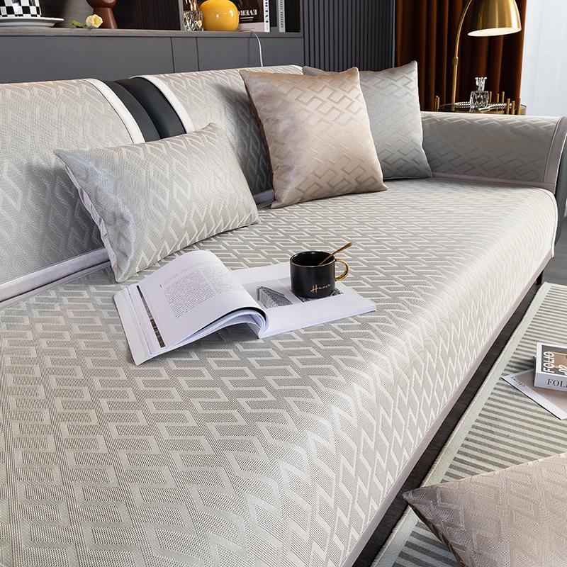 Summer Summer Mat Sofa Cushion Light Luxury and Simplicity Modern Leather Sofa of Solid Wood Full Covered Cloth