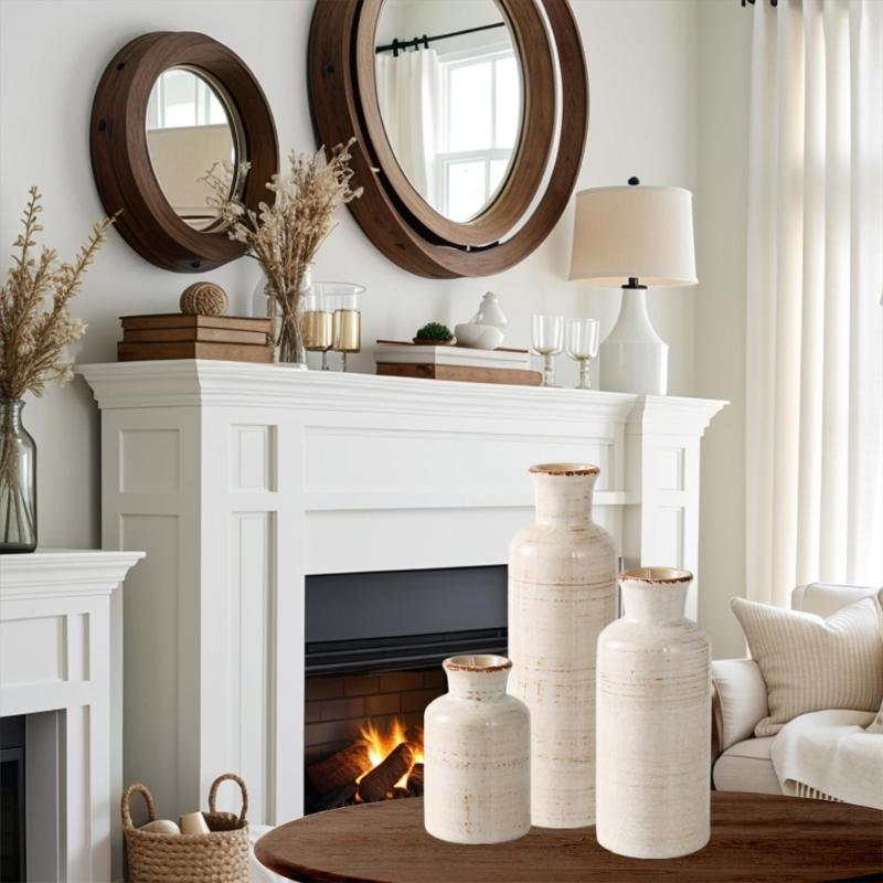 Farmhouses Rustics Ceramic Vases Home Decors Pottery Flower Vases Decorative Vases for Living Room Table Centerpieces