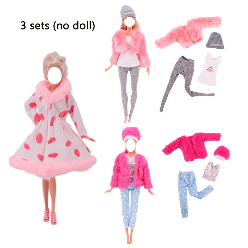 3 Sets/Lot Handmade Fashion Clothes for 11.5in/30cm Dolls Winter Coat Sweater Jacket Dress Clothing Doll Accessories Toys