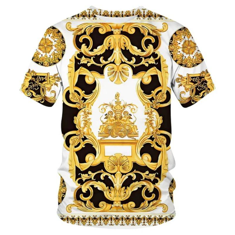 Módní Ozdobné Vzorované Obrázky pro Pánská Trička Trend Digitální Tisk Ležérní Topy s Krátkým Rukávem a Kulatým Výstřihem