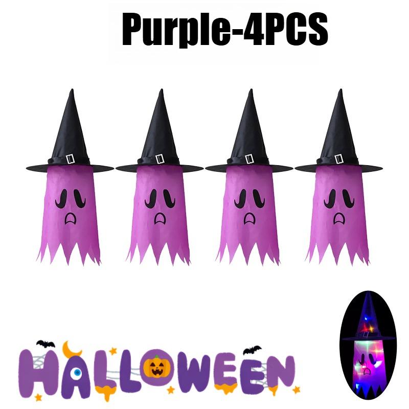 Glowing Outdoor Witch Hat LED Luminous Tree Hanging Ornament Kids Party Decor Halloween Wizard Hat Magic Prop Solution