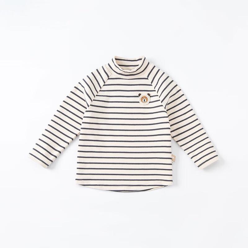 Dave & Bella Kids' Striped Half-High Collar Long Sleeve T-Shirt