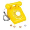 Kid Wooden Dial Telephone Toy Simulation Play House Telephone Retro Rotary Dial Telephone Toy With Four Simulation Coins