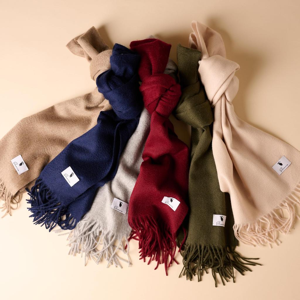 Elensia Cashmere Scarf with Gift Solid Available in 9 Colors for Men and Women 100% Bag, Washable, Brown,