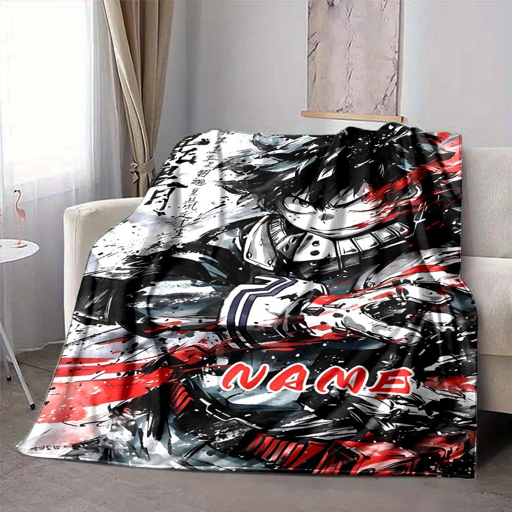 Custom 1pc Midoriya's Dynamic Poses Blanket, Soft And Comfortable Blanket, Casual Warm, Camping Travel Blanket, Birthday Gift Q912104
