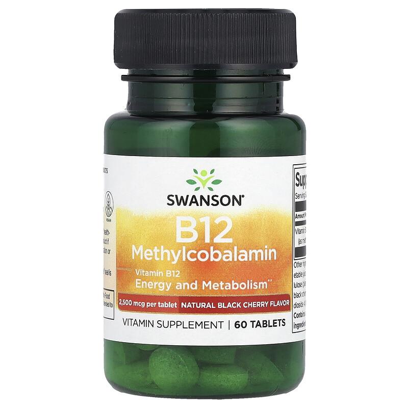 Vitamin B12 Methylcobalamin, Natural Black Cherry, 2,500 mcg, 60 Tablets