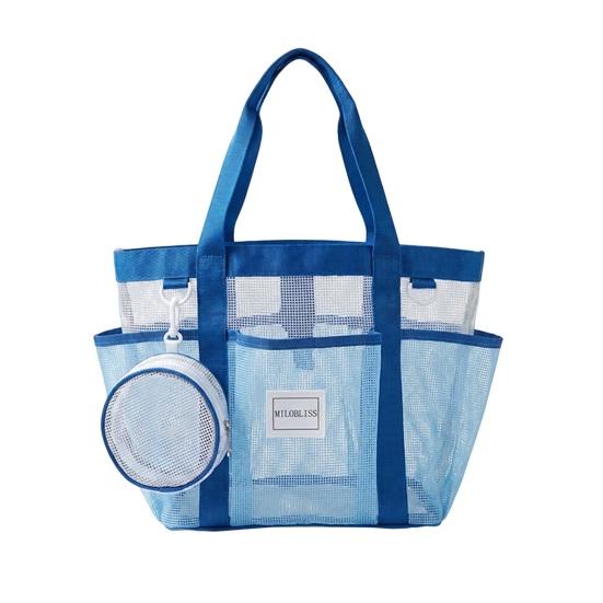 Large Mesh Beach Tote Bag, Family Beach Bag for Toys & Vacation Essentials, Quick Drying Sand-proof Waterproof Storage Pouch