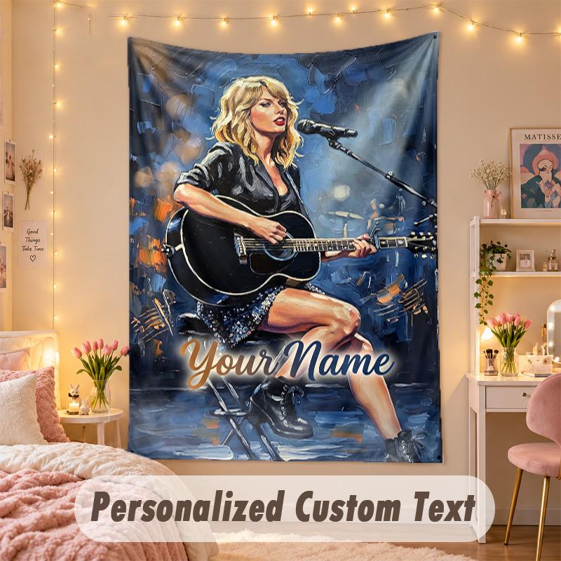 Custom Personalized Tapestry,Taylor Swift Print Custom Name Text Wall Art Hanging for Bedroom