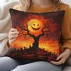 1pc Halloween Horror Moon with Dead Tree and Graveyard Pattern Double-Sided Printed Pillowcase, Dark Holiday Style Home Decor Cushion Cover, 18x18 Inc