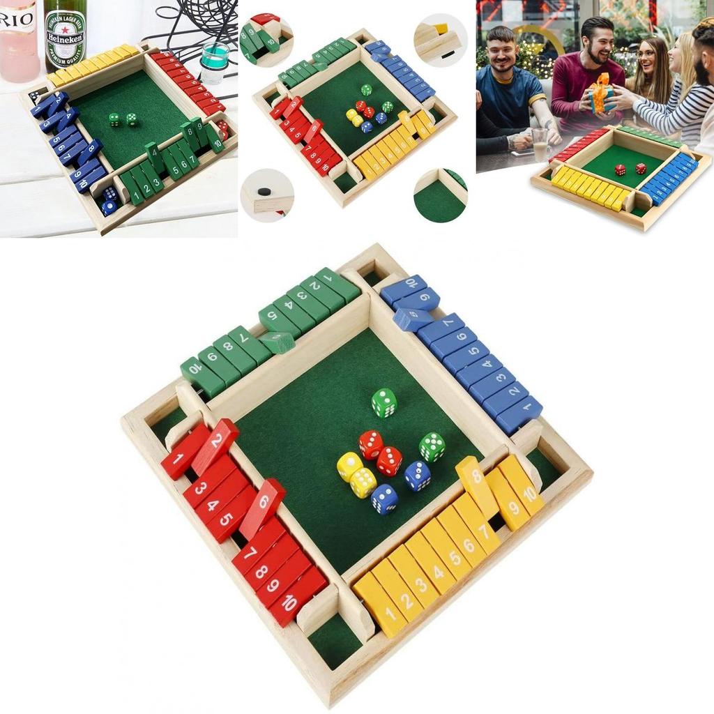 Safe And Durable Family Toy 4-sided Shut The Box Board Game