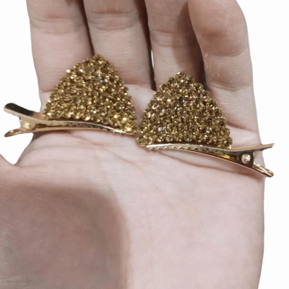 Princess Shiny Woman Girls Hair Accessories Cat Ears Hair Clips Duckbill Clip Crystal Barrettes
