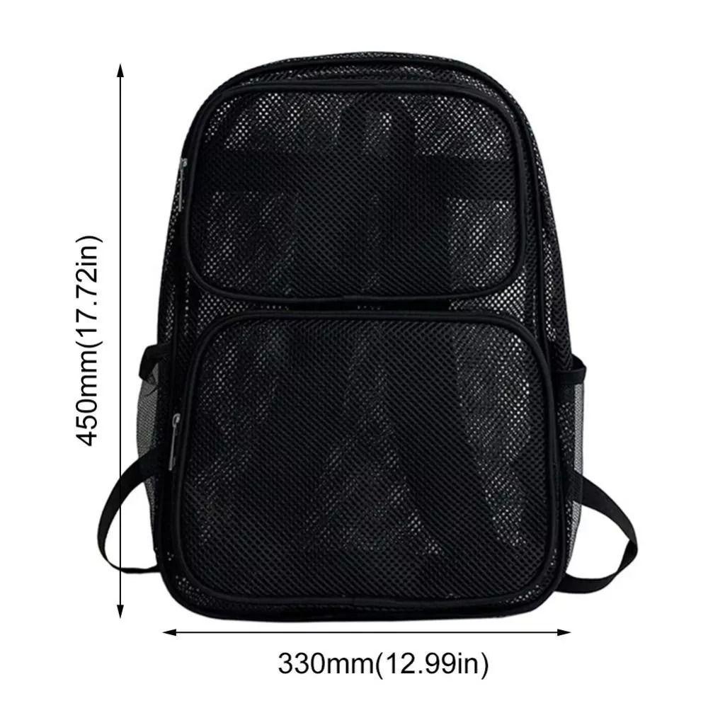 New Large Capacity Mesh Backpack Simple Breathable Mesh Travel Rucksack Summer See Through Beach Bag