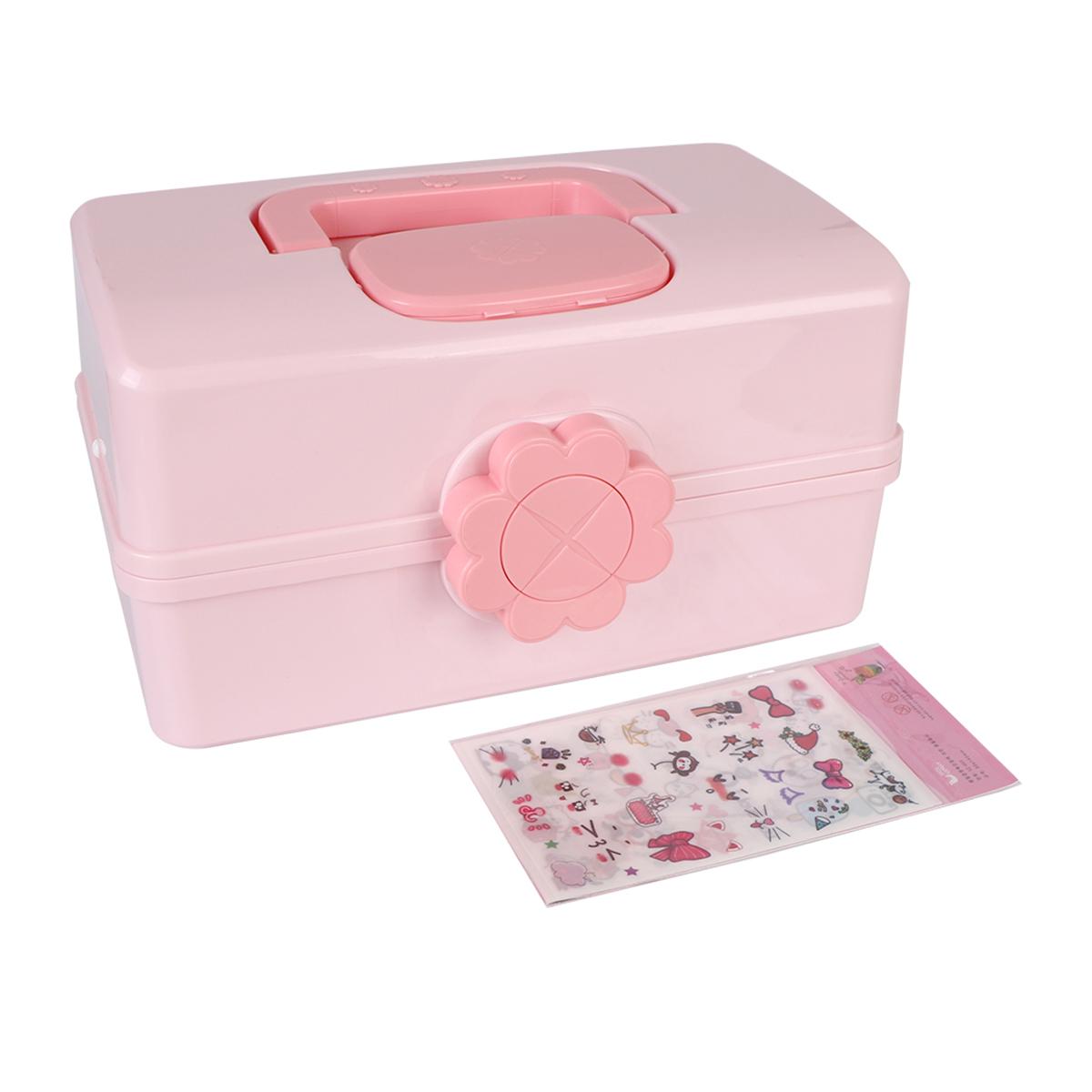 Коробка для хранения детских аксессуаров для волос, большая вместимость, стойка для показа повязок на голову, многослойный органайзер для заколок, милый футляр для украшений для девочек Pink