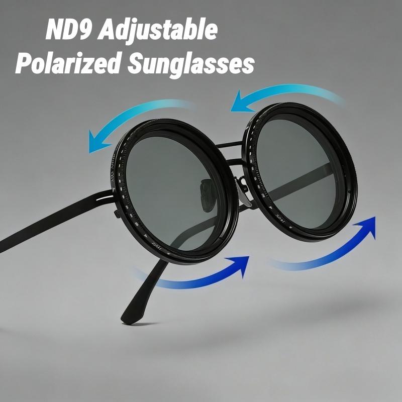 ND9 Rotating Adjustable Brightness Light Reducing Sunglasses Retro Double Bridge Outdoor Travel Driving UV400 Premium Sunglasses
