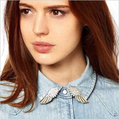 European & American Punk Wing Collar Pin Brooch