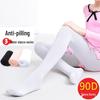 Girls' White Long Tube Dance Socks: Autumn Thin, Silk Anti-Hook Pantyhose