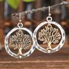 Fashion Vintage Tibetan Silver Carving Round Geometric Flower Drop Earrings Woman Retro Ethnic Boho Long Dangle Female Earrings