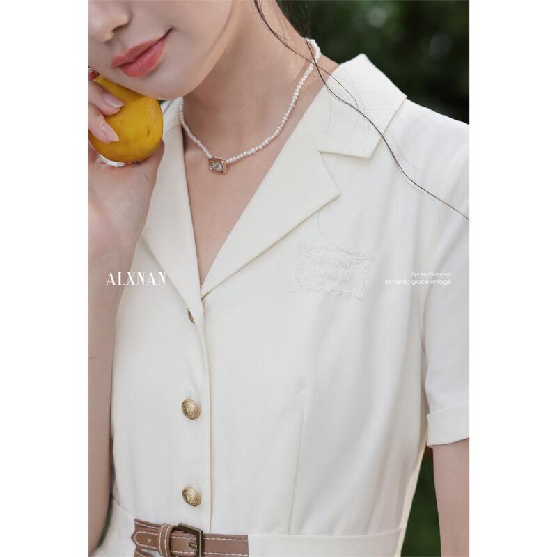 Women's French Style Apricot A-Line Shirt Dress