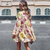 Floral Printed Casual Dress for Women Loose Fit O Neck All Match Long Sleeve