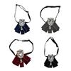 Womens Pre-tied Bowknot Beads Bow Tie Elegant Ribbon Brooch for Shirt Collar Clothes Pre-Tied Neck Tie