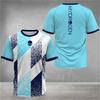 Summer Y2k Men's Tennis Men T-Shirts Fashion Striped Printed O-Neck Short Sleeve Tees Breathable Quick-Drying Sports Tops