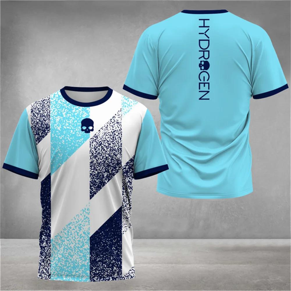 Summer Y2k Men's Tennis Men T-Shirts Fashion Striped Printed O-Neck Short Sleeve Tees Breathable Quick-Drying Sports Tops